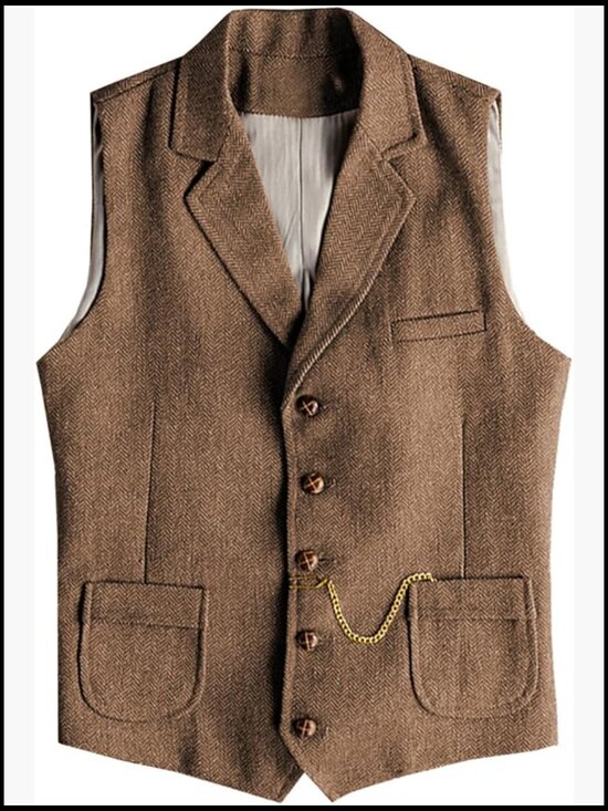 Other - Wool Blend Tweed Vest Western Herringbone Waistcoat for Groomsman